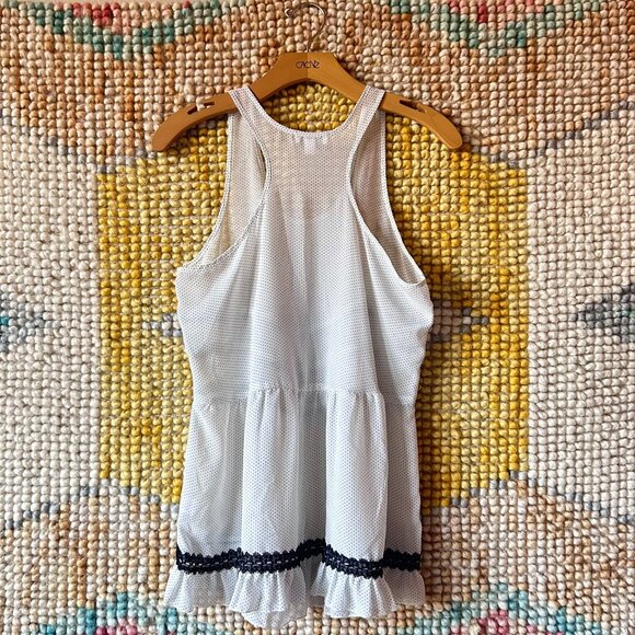 Babydoll Sleeveless Blouse with Polka Dots and Lace - Picture 2 of 4